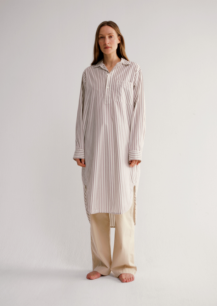 Cotton Poplin Night Shirt — Hopper Stripes