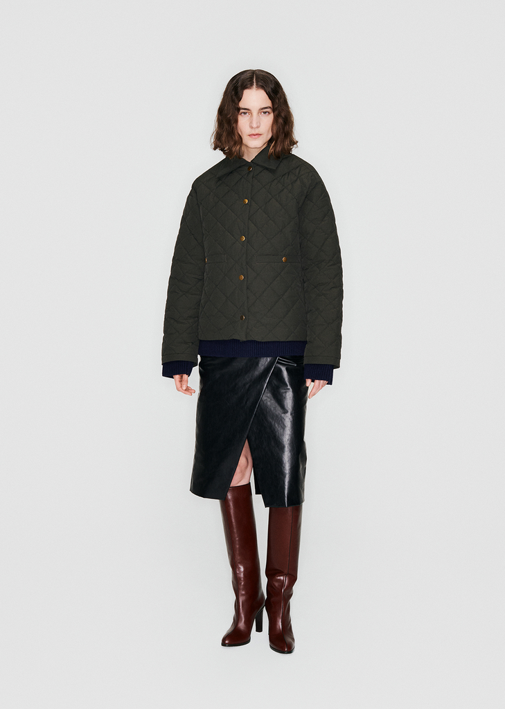 Long Taffeta Jacket — Dark Green