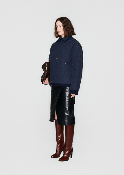 KASSL Long Taffeta Blouson Jacket in Dark Green