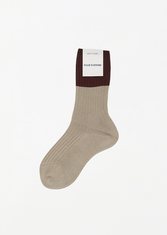 Four Ribbed Crew Socks — Mahogany/Sand