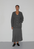 Wool Cord Rib Knit Cardigan