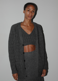 Wool Cord Rib Knit Cardigan