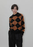 Argyle Merino Cashmere Jumper — Black and Tan