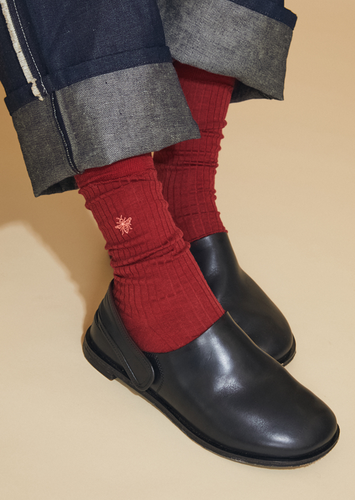 Super Merino + Bee Socks — Red
