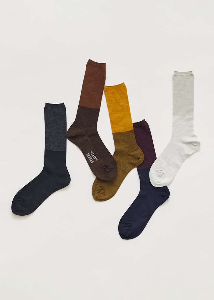 Two Tone Rib Socks — Brown