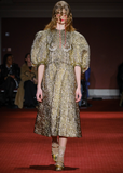 Puff Sleeve Fitted Dress — Gold/Pearl/Clear
