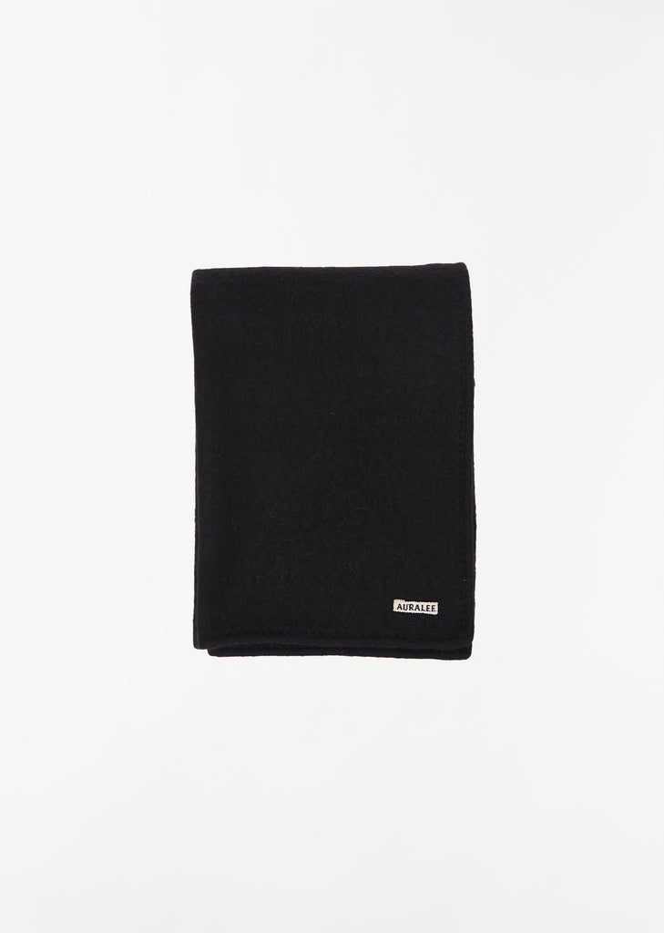 Brushed Alpaca Wool Melton Regular Stole — Black