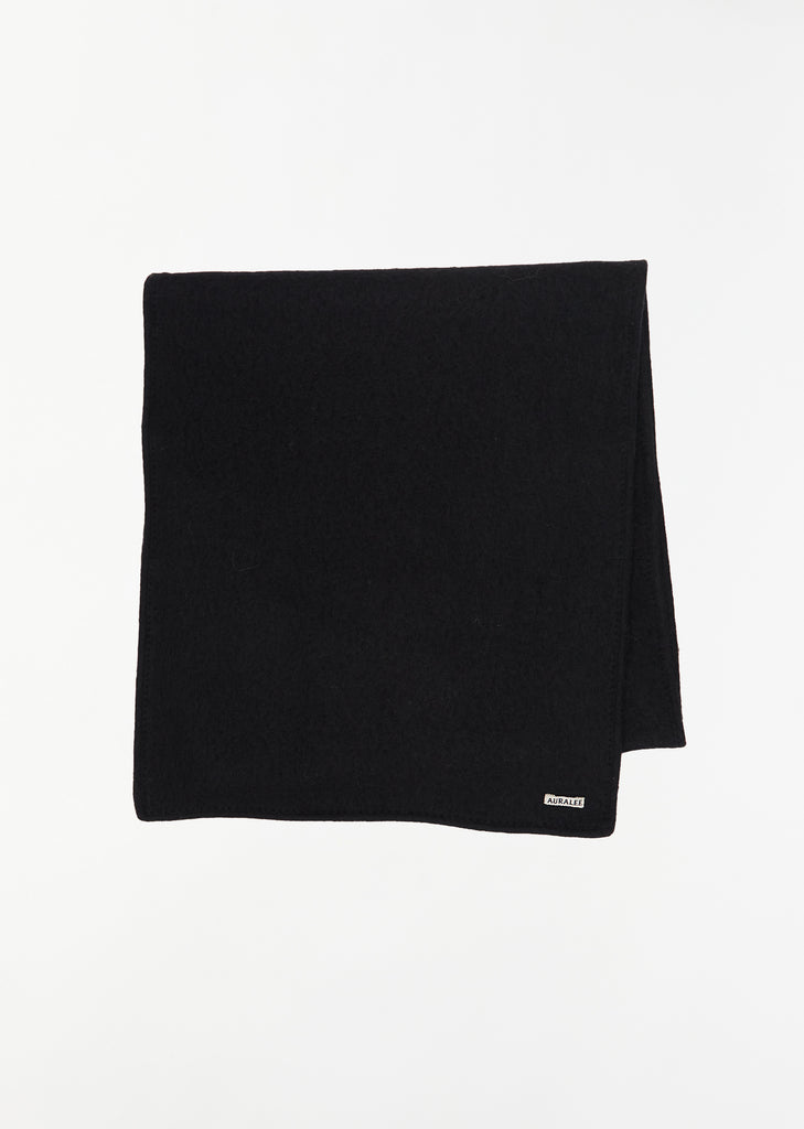 Brushed Alpaca Wool Melton Regular Stole — Black