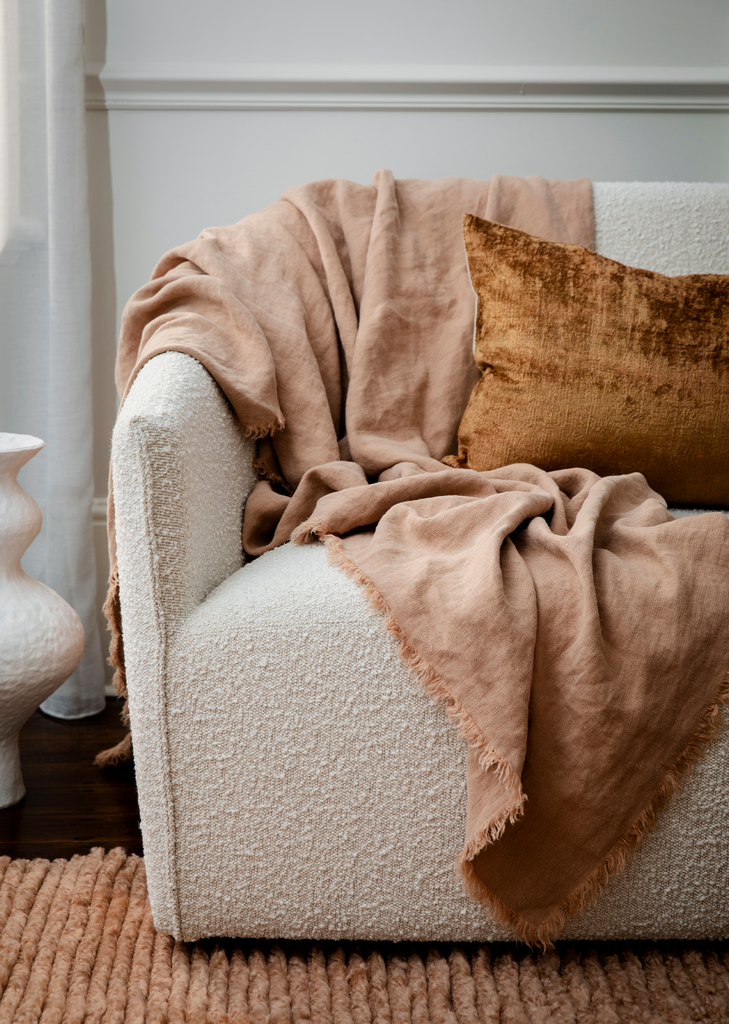 Freya Linen Throw — Fawn
