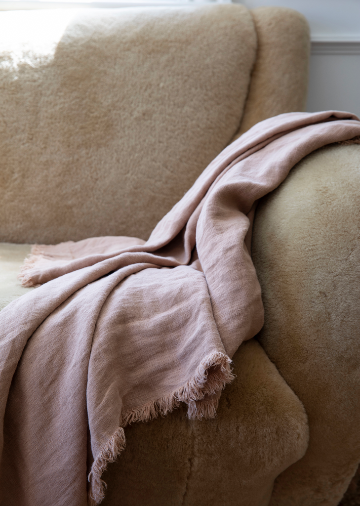 Freya Linen Throw — Fawn