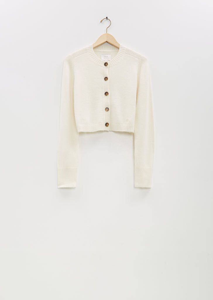 Zephir Cashmere Cropped Cardigan — Ivory
