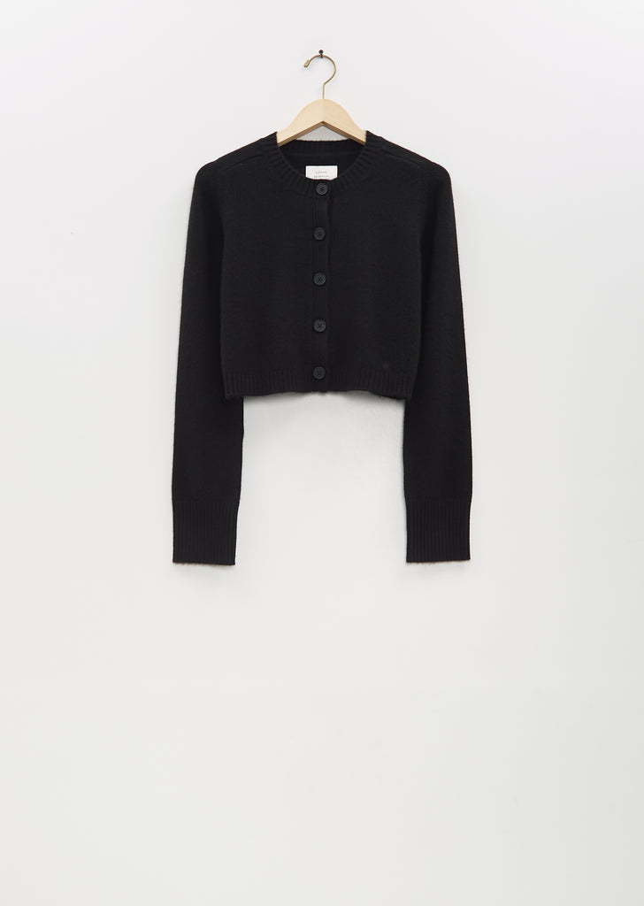 Zephir Cashmere Cropped Cardigan — Black