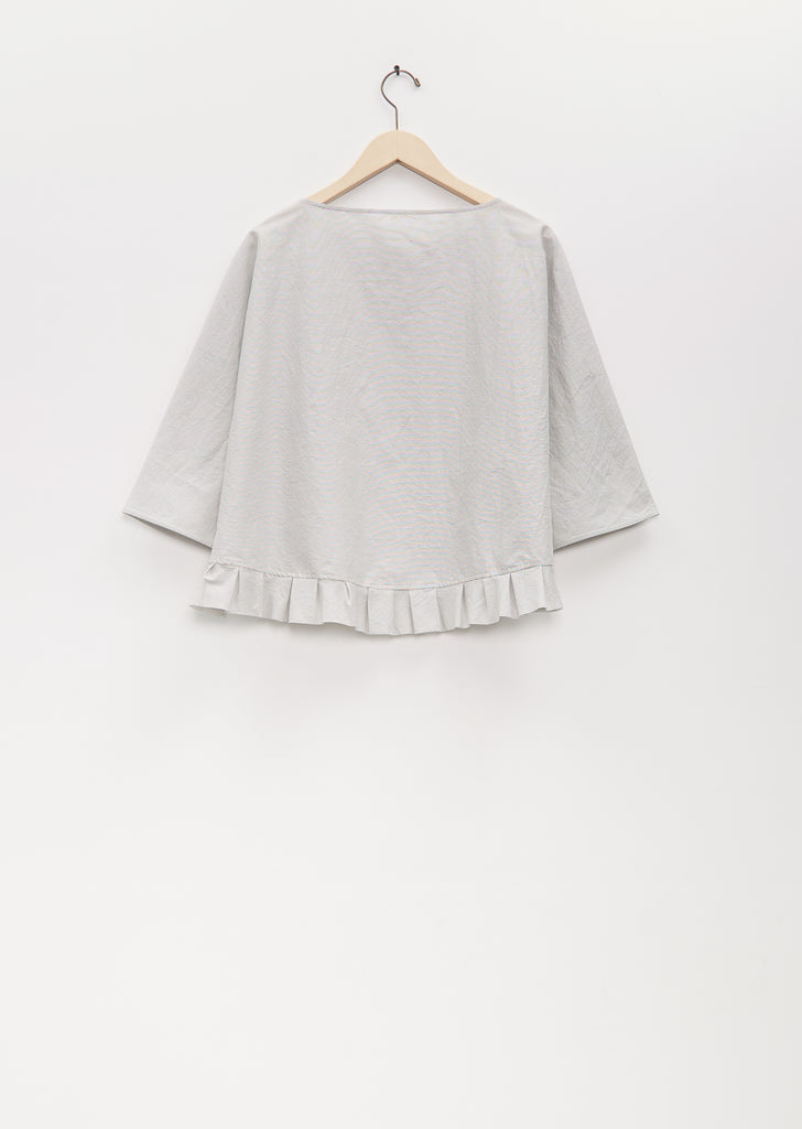 Cotton Silk Pleated Hem Popover — Cement