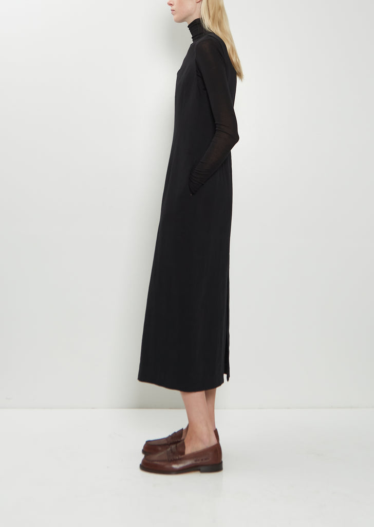 Cotton Linen Gabardine Dress — Black