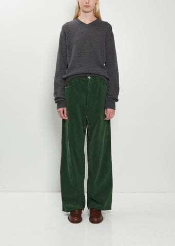 Finx Corduroy Wide 5 Pocket Pants — Forest Green