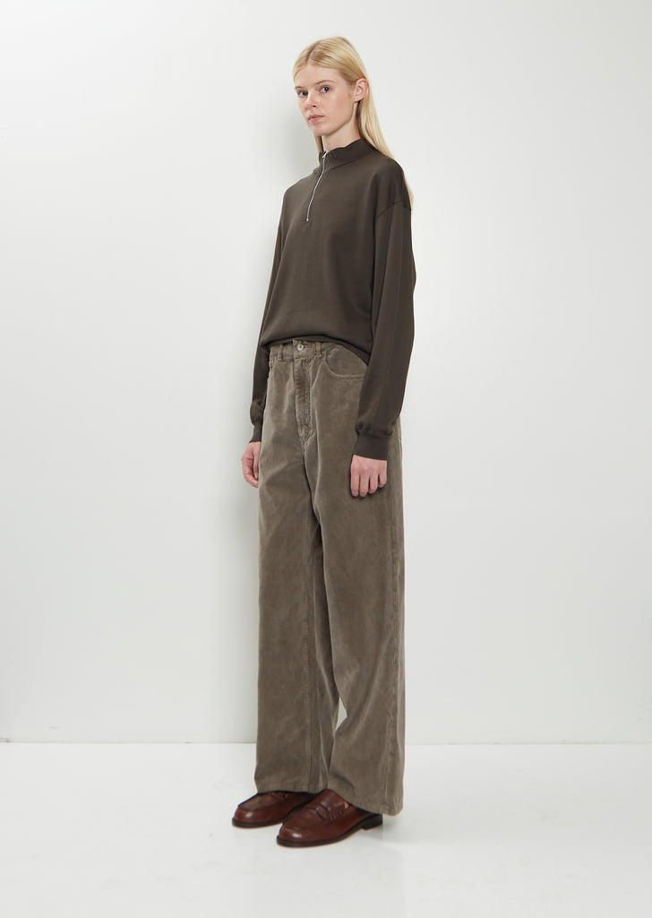 Finx Corduroy Wide 5 Pocket Pants — Olive Brown