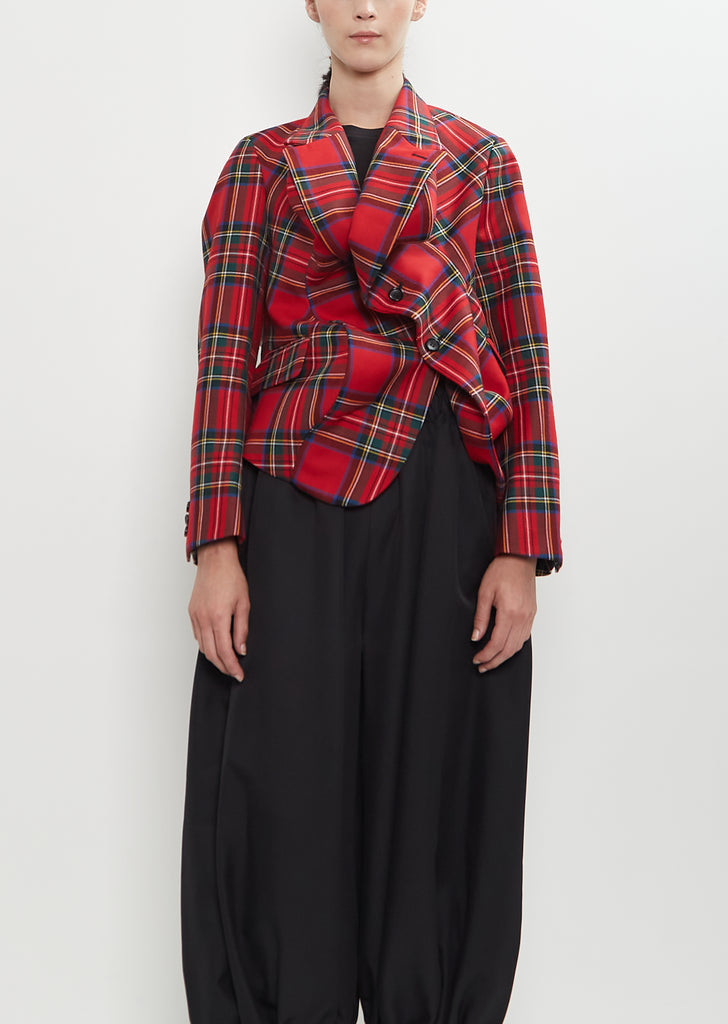 Wool Plaid Asymmetrical Jacket