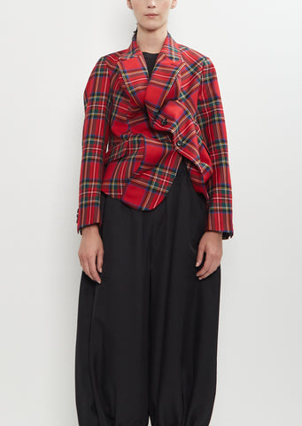 Wool Plaid Asymmetrical Jacket