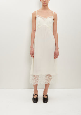 Slip Dress W/ Deep Lace Trim — Cream