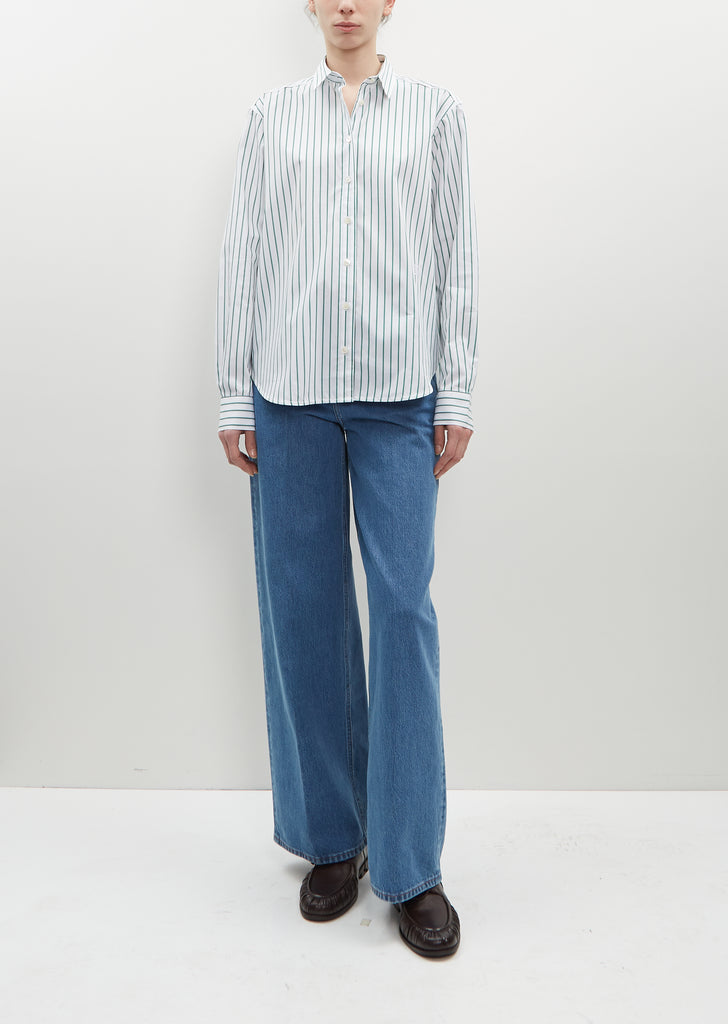 Signature Cotton Shirt — White/Green