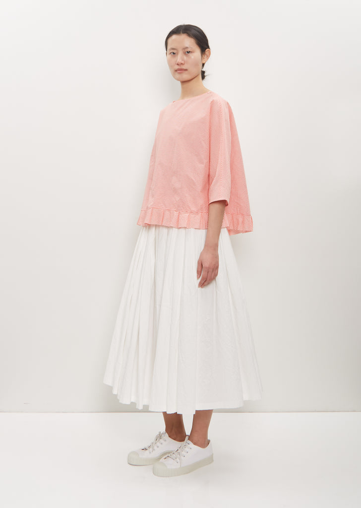Cotton Silk Pleated Hem Popover — Poppy