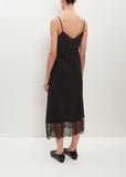 Slip Dress W/ Deep Lace Trim — Black