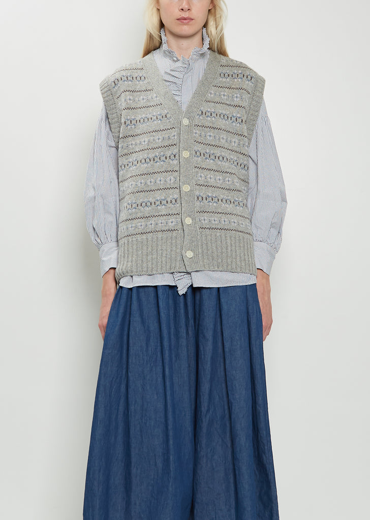 Cashmere Fair Isle Cardigan Vest