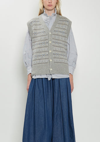 Cashmere Fair Isle Cardigan Vest