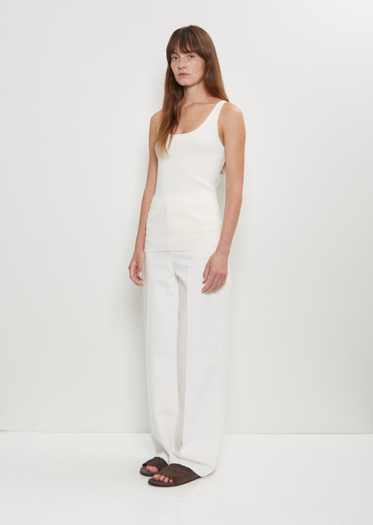 Organic Cotton Compact Knit Tank — White