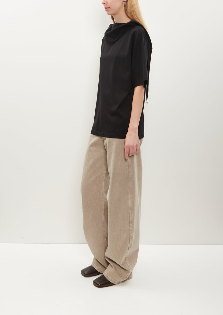 Cotton Jersey Foulard T-Shirt — Black
