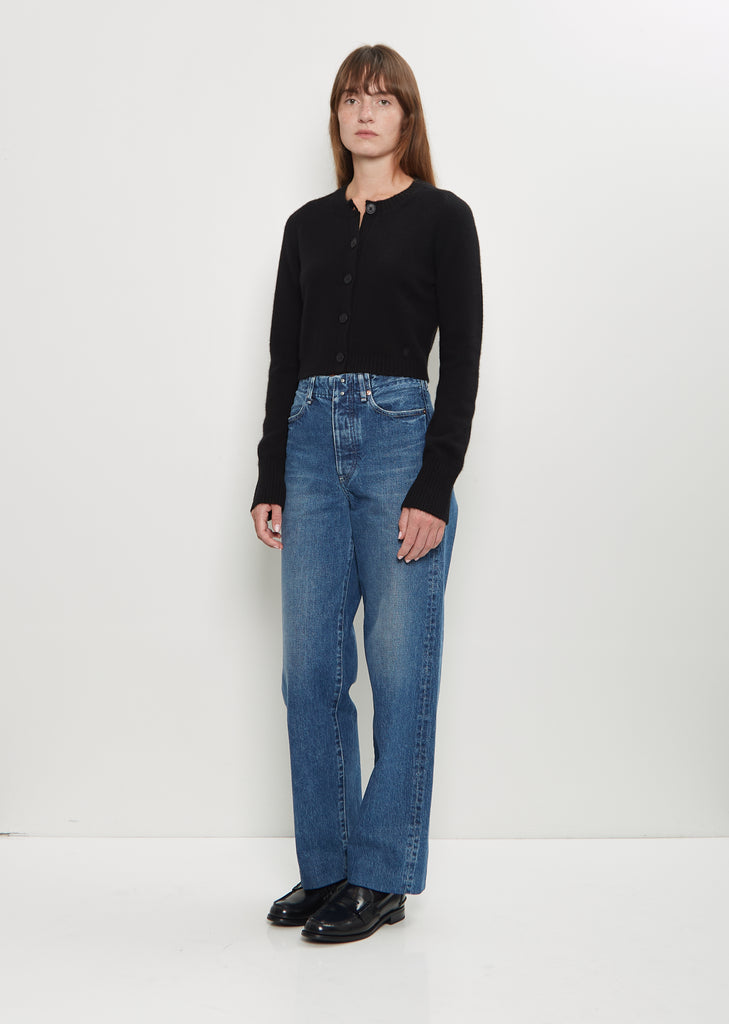 Zephir Cashmere Cropped Cardigan — Black