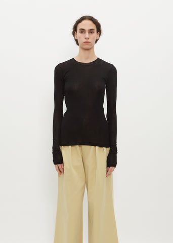 High Gauge Sheer Rib Long Sleeve Tee — Black
