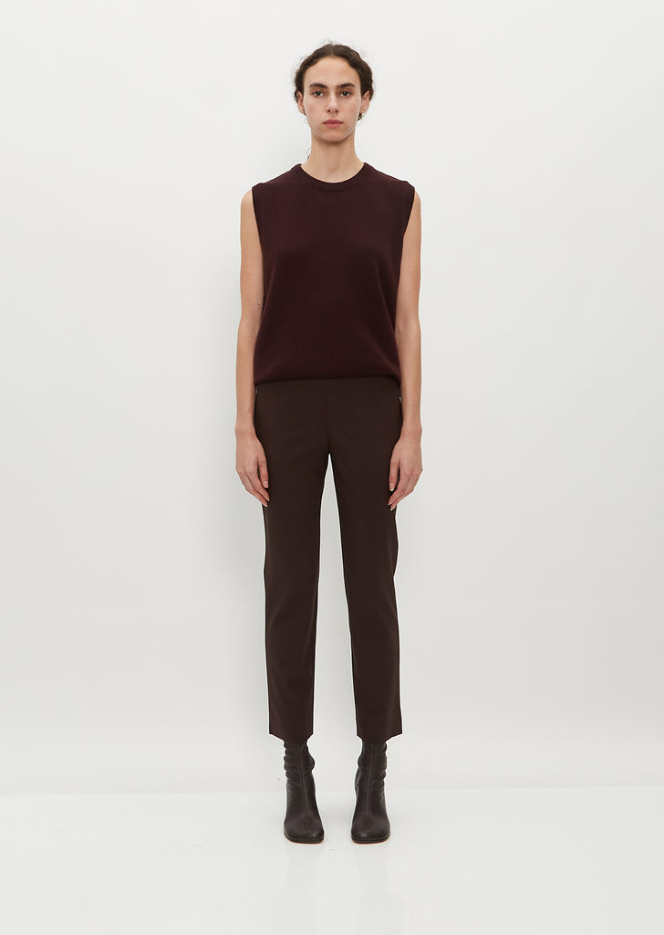 Slim Wool Pull On Pant  — Chocolate