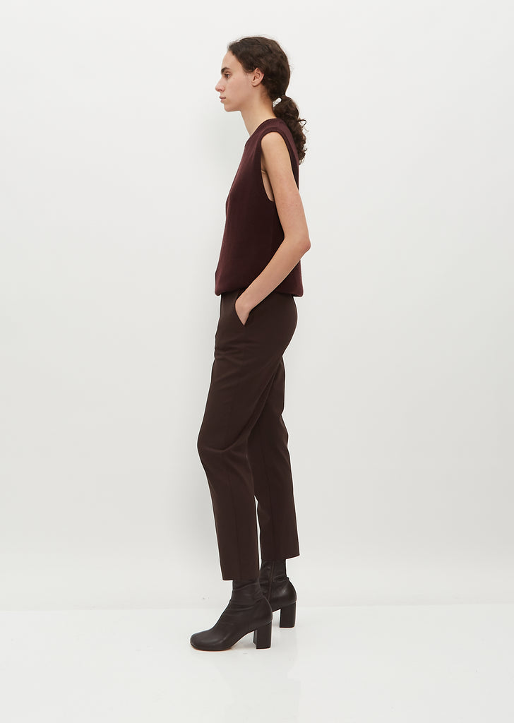 Slim Wool Pull On Pant  — Chocolate