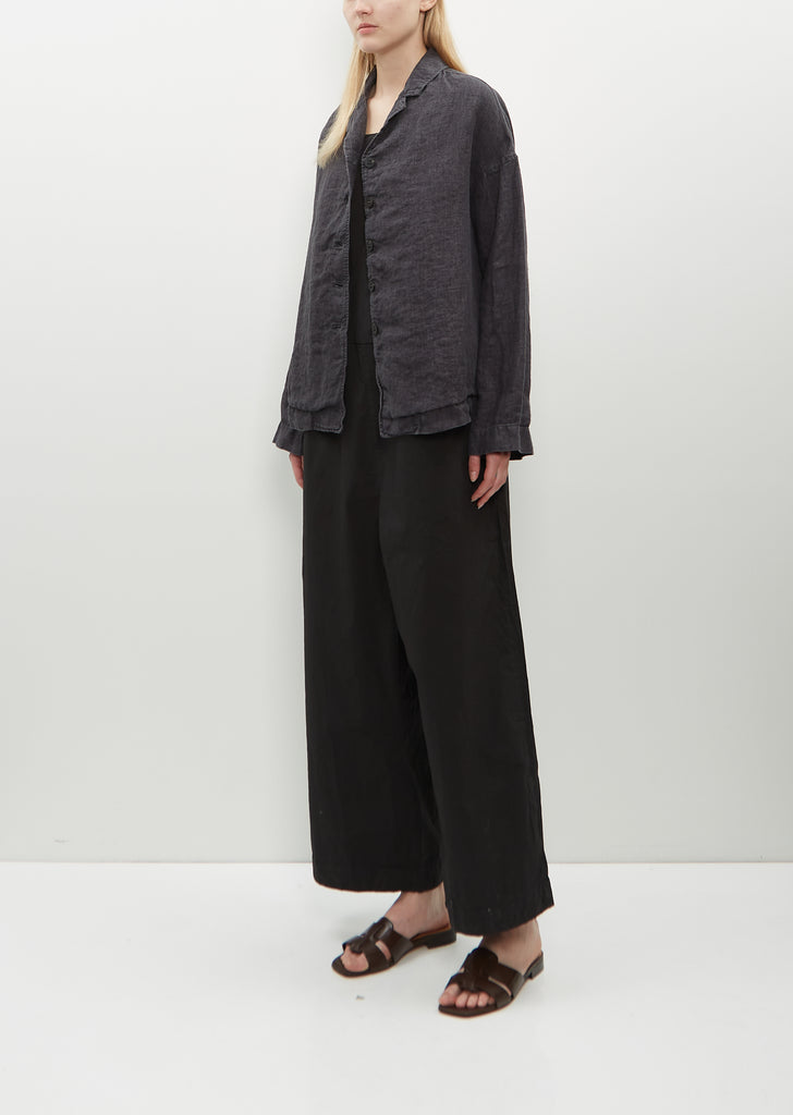 Linen Loose Blazer — Black