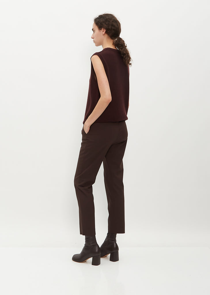 Slim Wool Pull On Pant  — Chocolate
