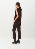 Slim Wool Pull On Pant  — Chocolate