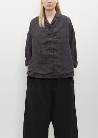 Linen Loose Blazer — Black