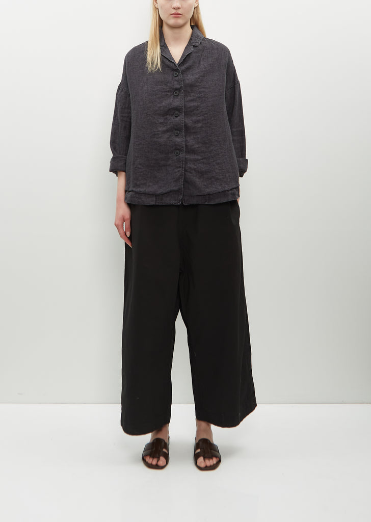 Linen Loose Blazer — Black