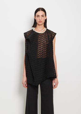 Dot Jacquard Cotton Blend Top