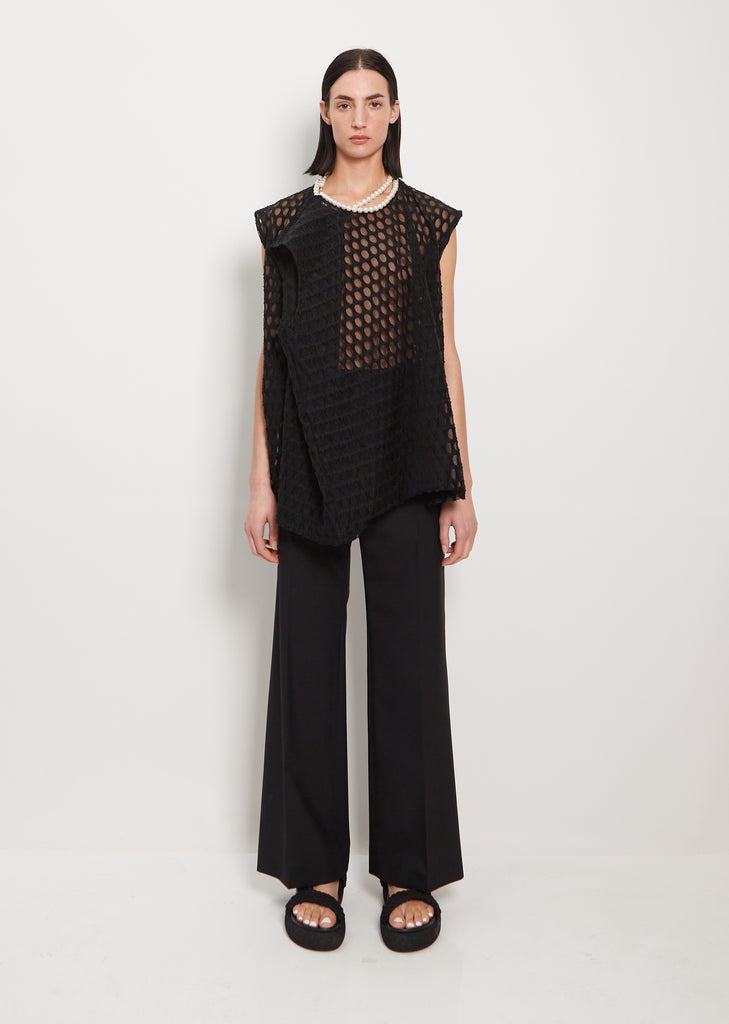 Dot Jacquard Cotton Blend Top