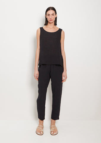 Lili Linen Simple Pant — Navy