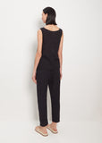 Lili Linen Simple Pant — Navy