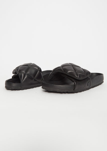 Sylt Padded Leather Slides — Black – La Garçonne