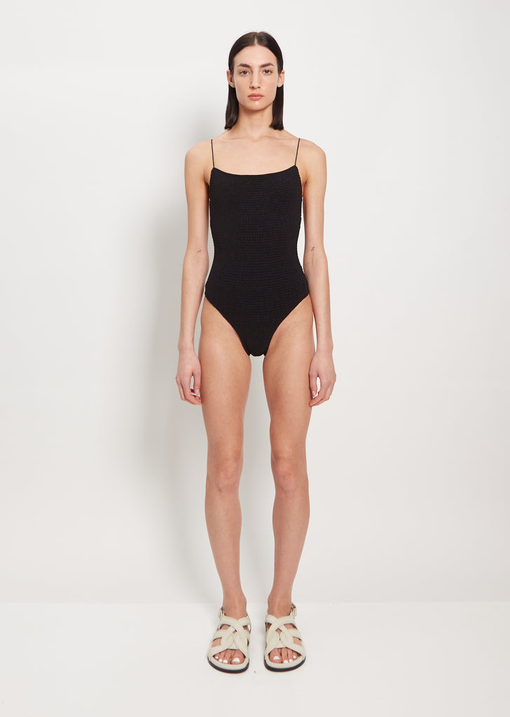 Smocked Swimsuit — Black