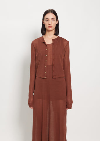 Cotton Gauze Cardigan — Brown