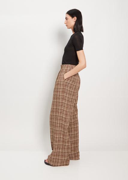 Linen Silk Check Pants