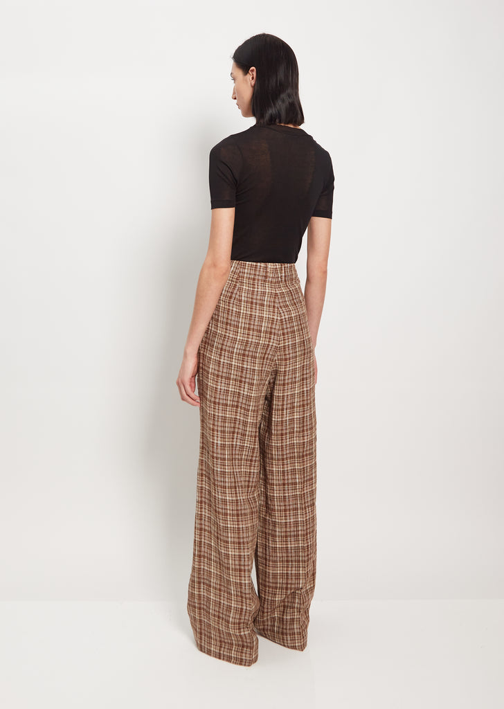 Linen Silk Check Pants