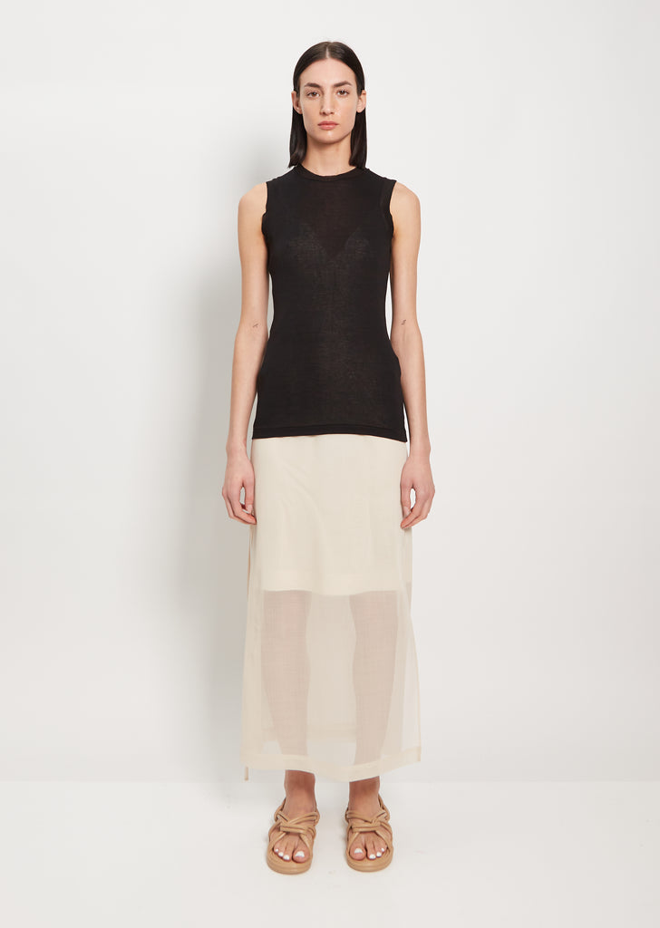 Cotton Giza Sheer Rib Tank — Black