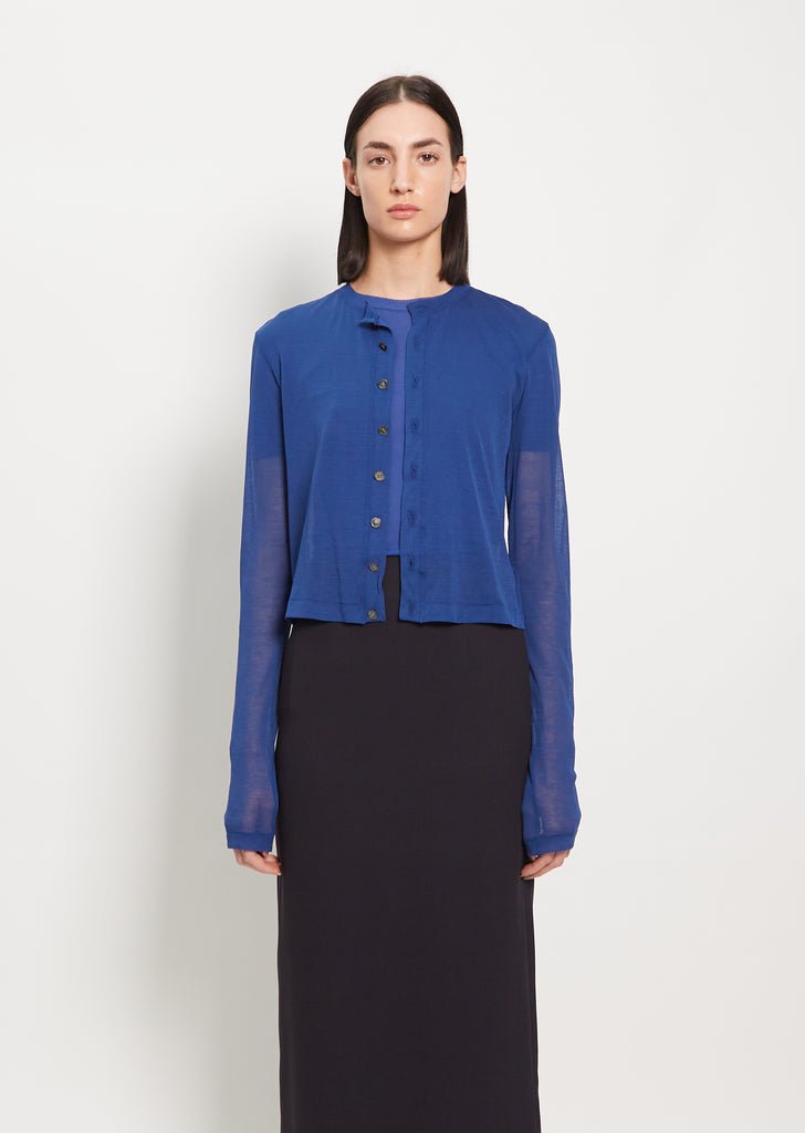 Cotton Gauze Cardigan — Blue